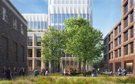 A digital render of how UCL's centre of neurosicence in London, which was being built by ISG, will look once complete