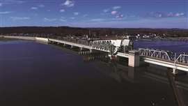 Render of the future moveable Connecticut River rail bridge in the US