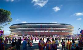 A digital render of how FC Barcelona's renovated Spotify Camp Nou is expected to look